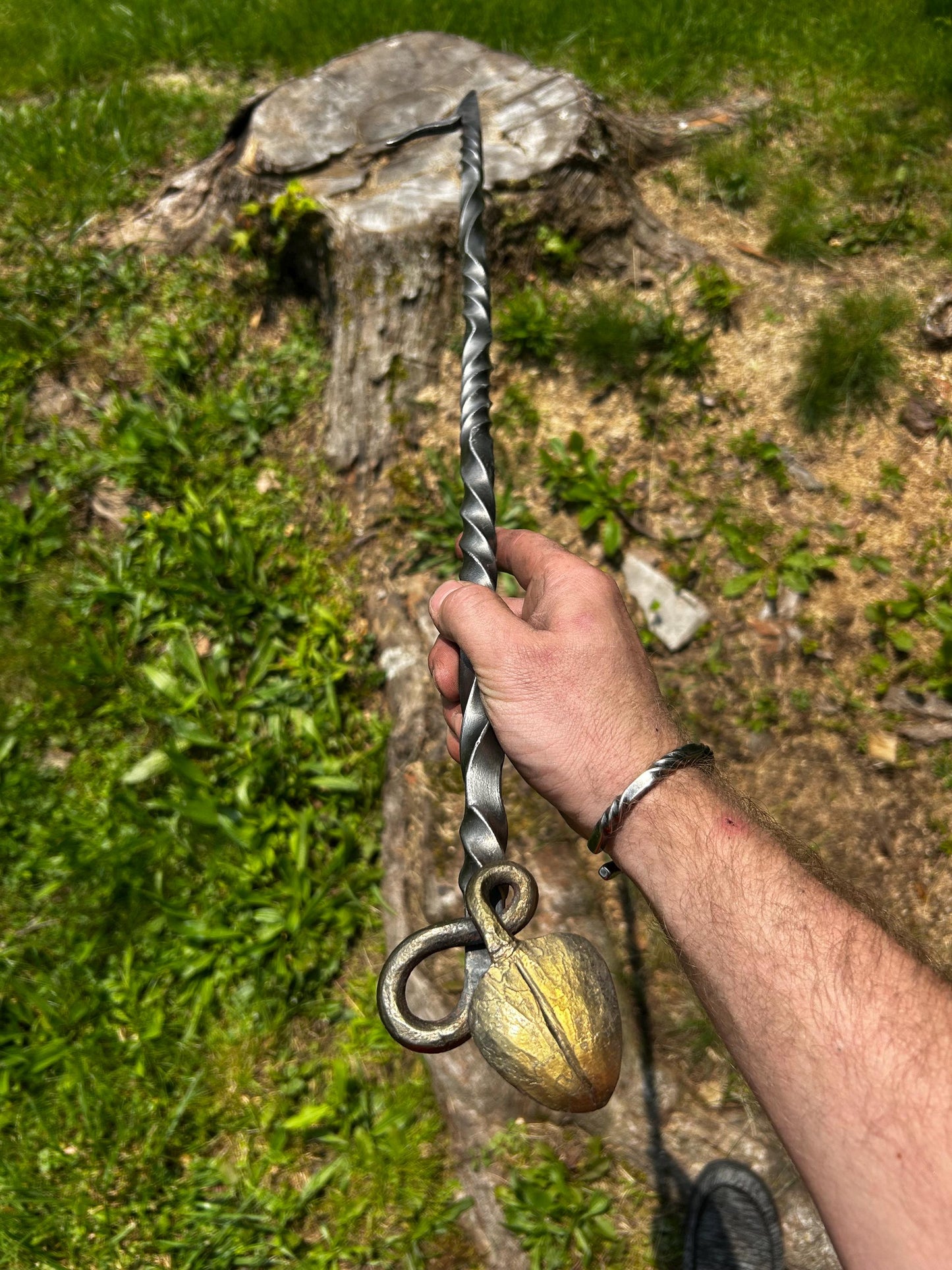 Hand forged fire pit poker with forge welded point. Great gift and great for the outdoors. 28” or custom length