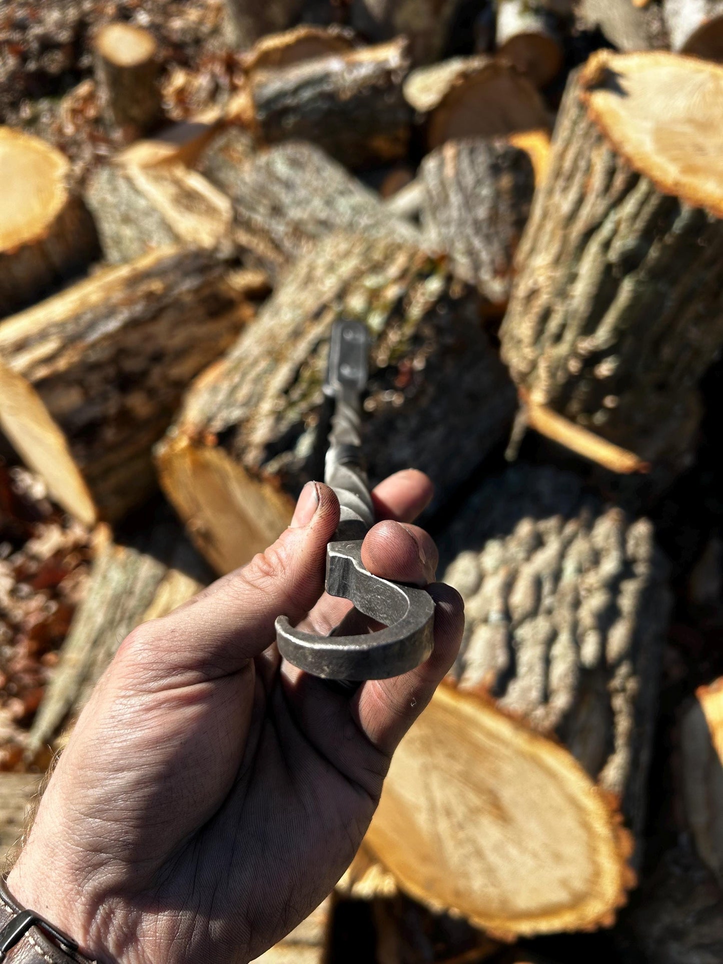 Hand forged and hand finished fireplace brush. Forged crook end for hanging and 18”-20” in length
