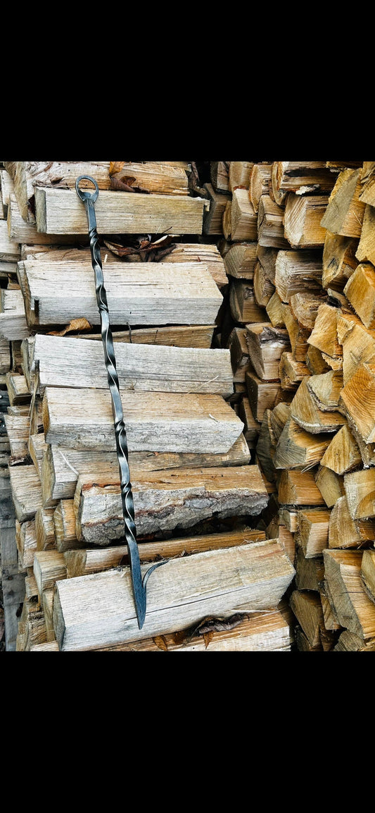 Hand forged fire pit poker with forge welded point. Great gift and great for the outdoors. 28” or custom length