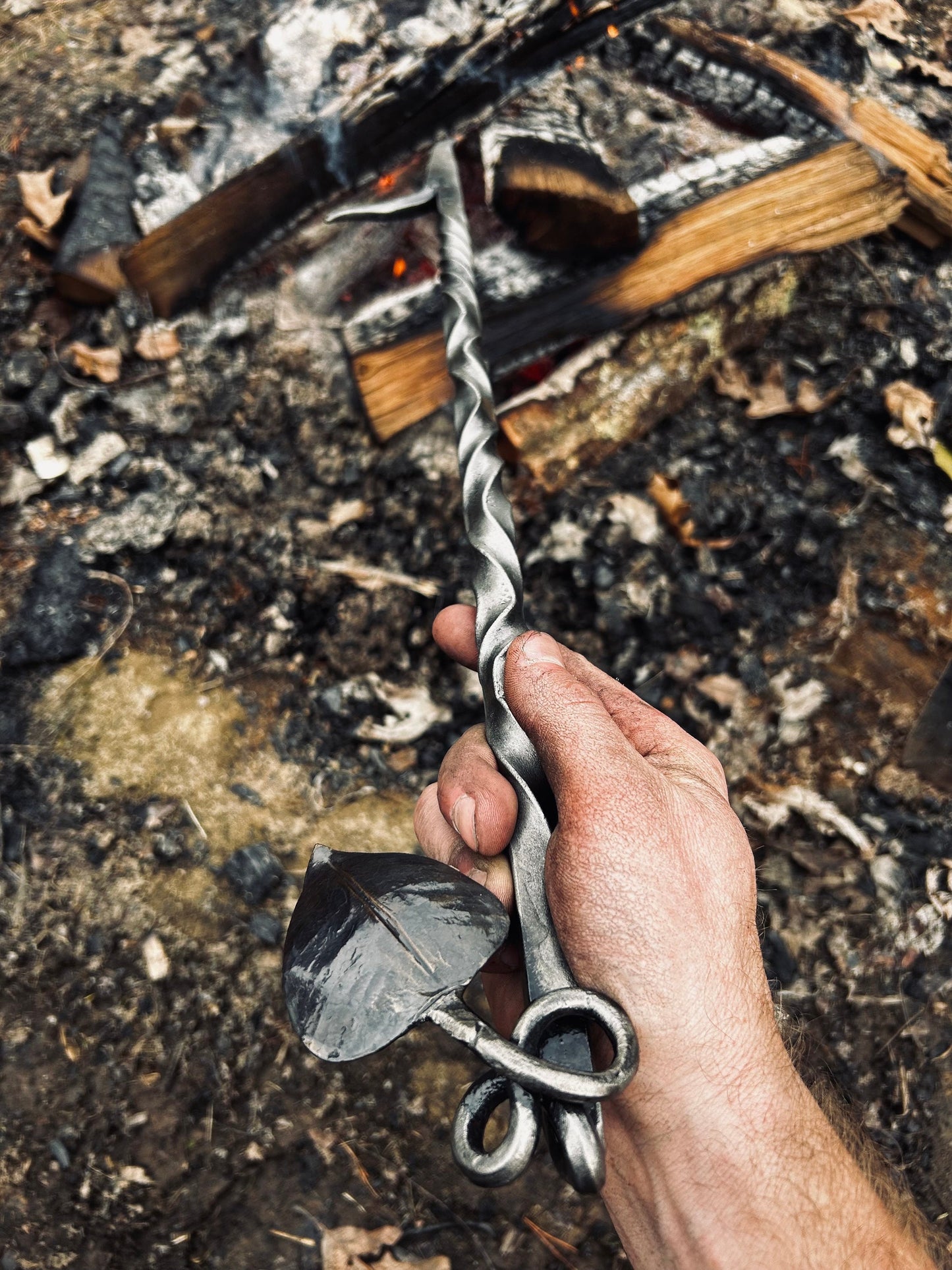 Hand forged fire pit poker with forge welded point. Great gift and great for the outdoors. 28” or custom length