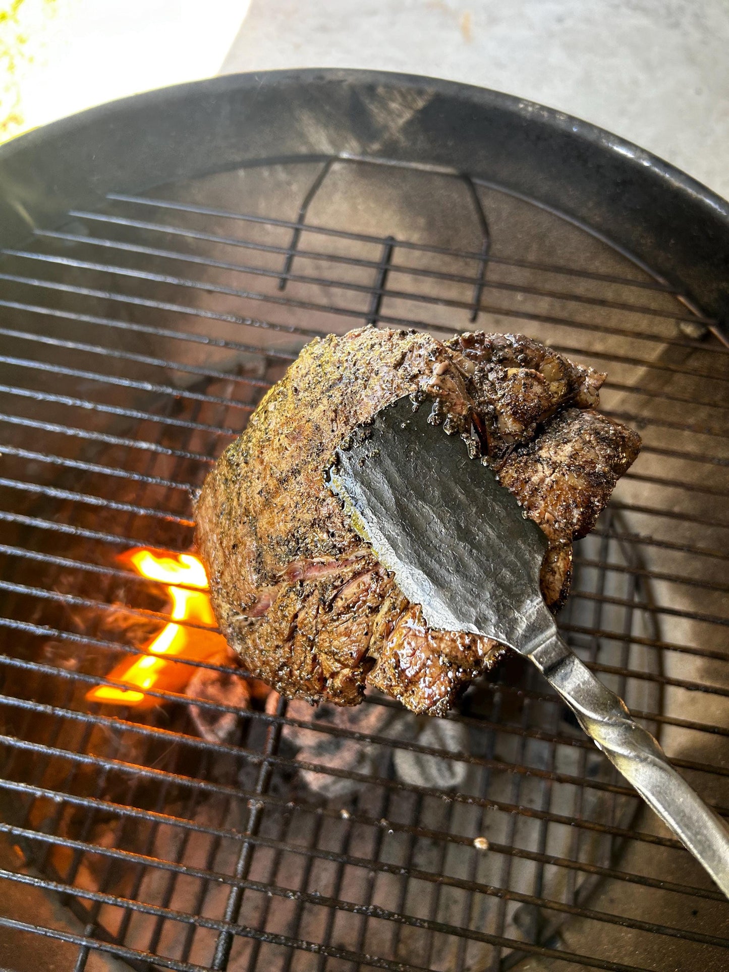 Hand forged grill tongs