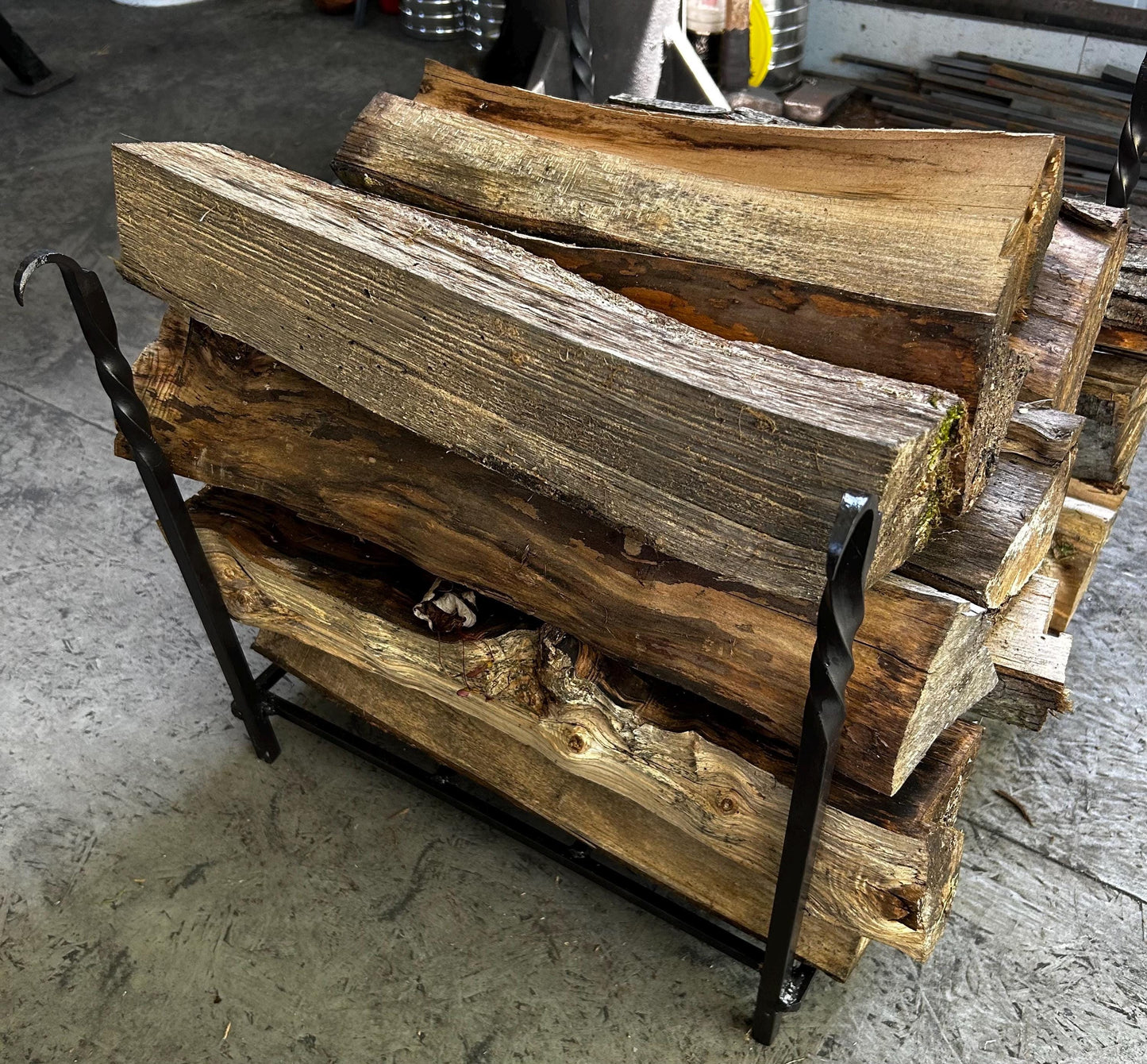 Hand forged and Welded log rack