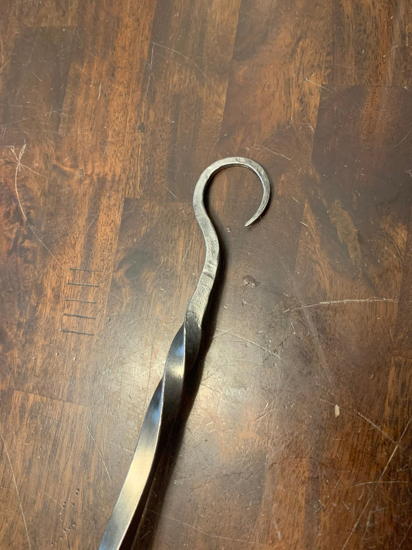 Hand forged and hand finished fireplace brush. Forged crook end for hanging and 18”-20” in length