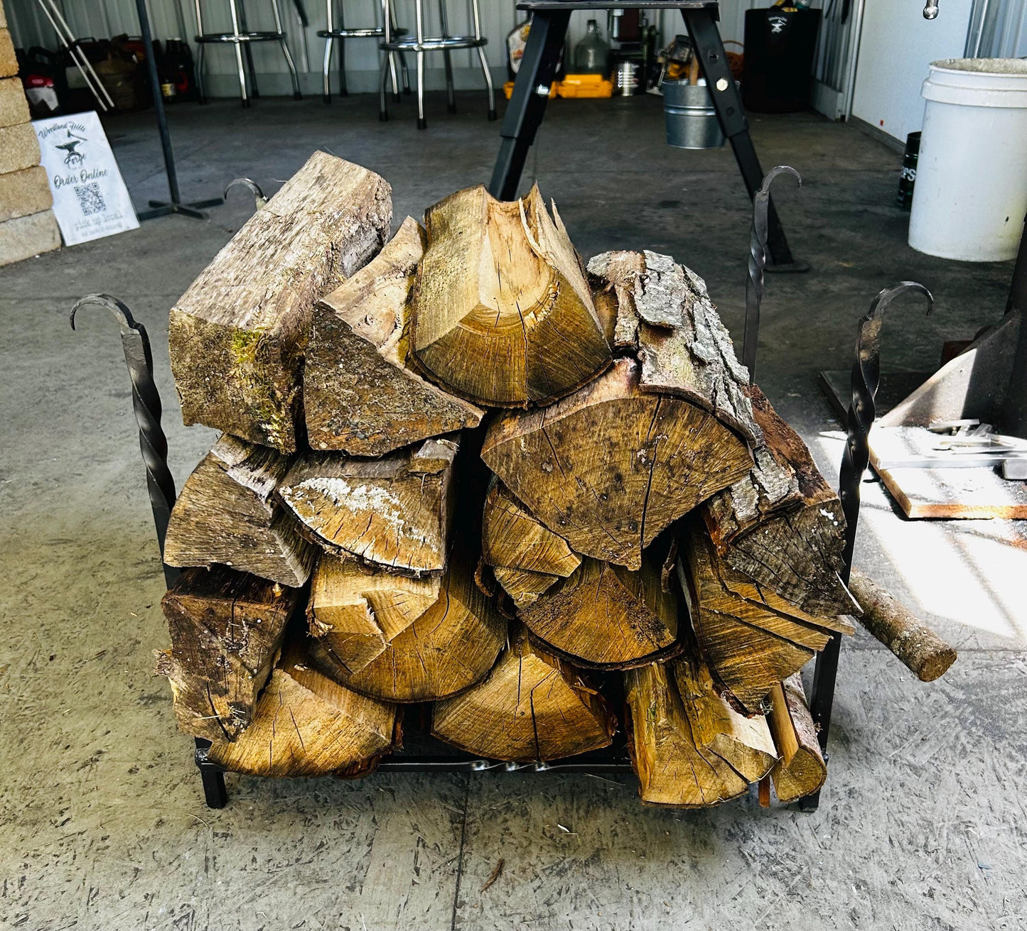 Hand forged and Welded log rack