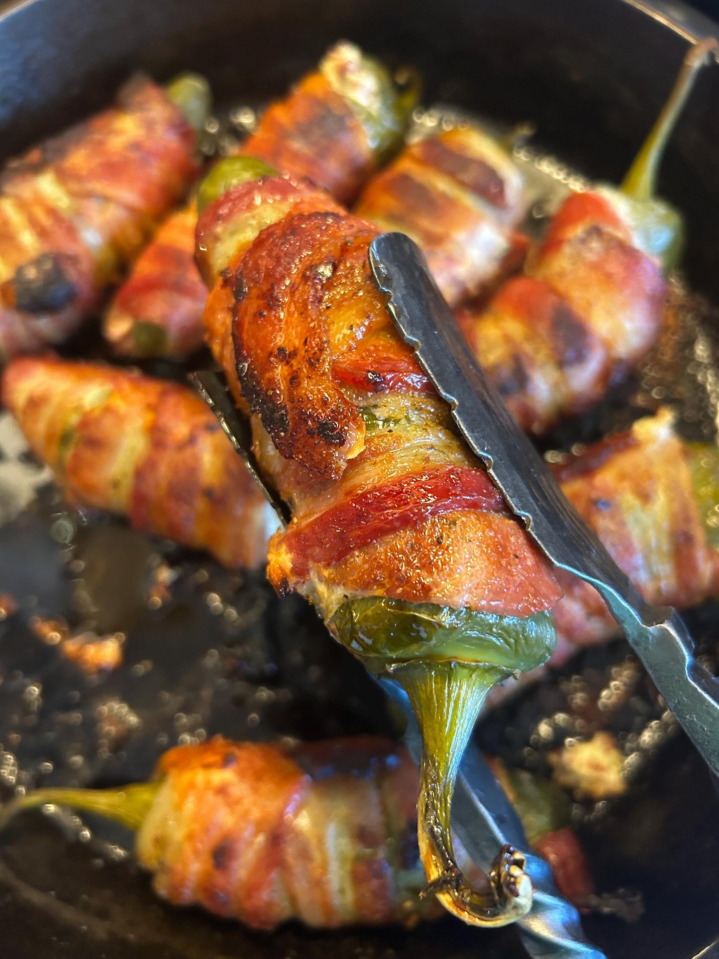 Hand forged grill tongs