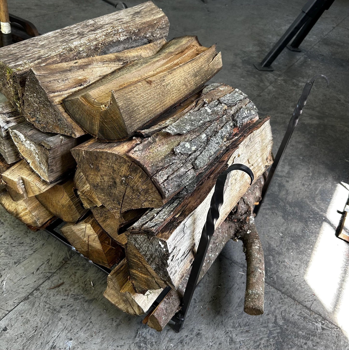 Hand forged and Welded log rack