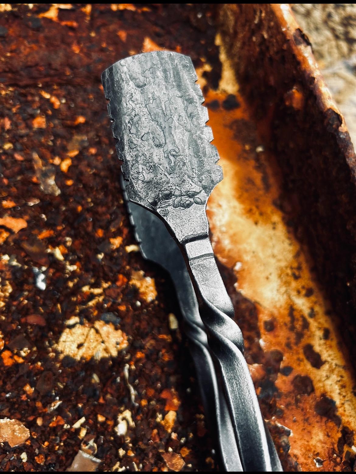 Hand forged grill tongs