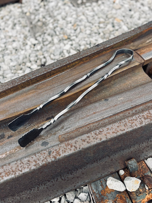 Hand forged grill tongs