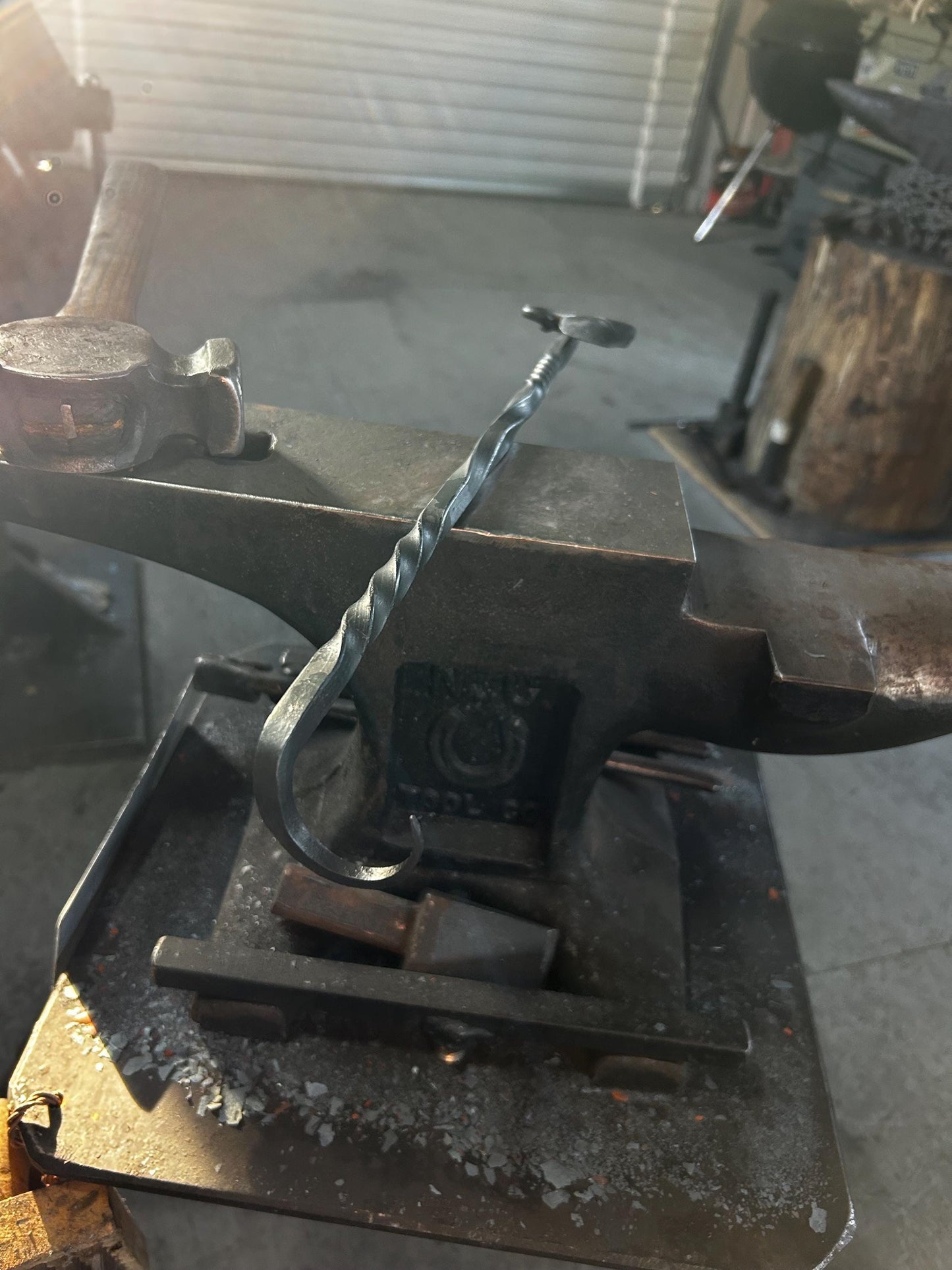 Hand forged meat turner. 3/8” carbon steel. Light yet strong with a forge finish and leaf end. 16” long