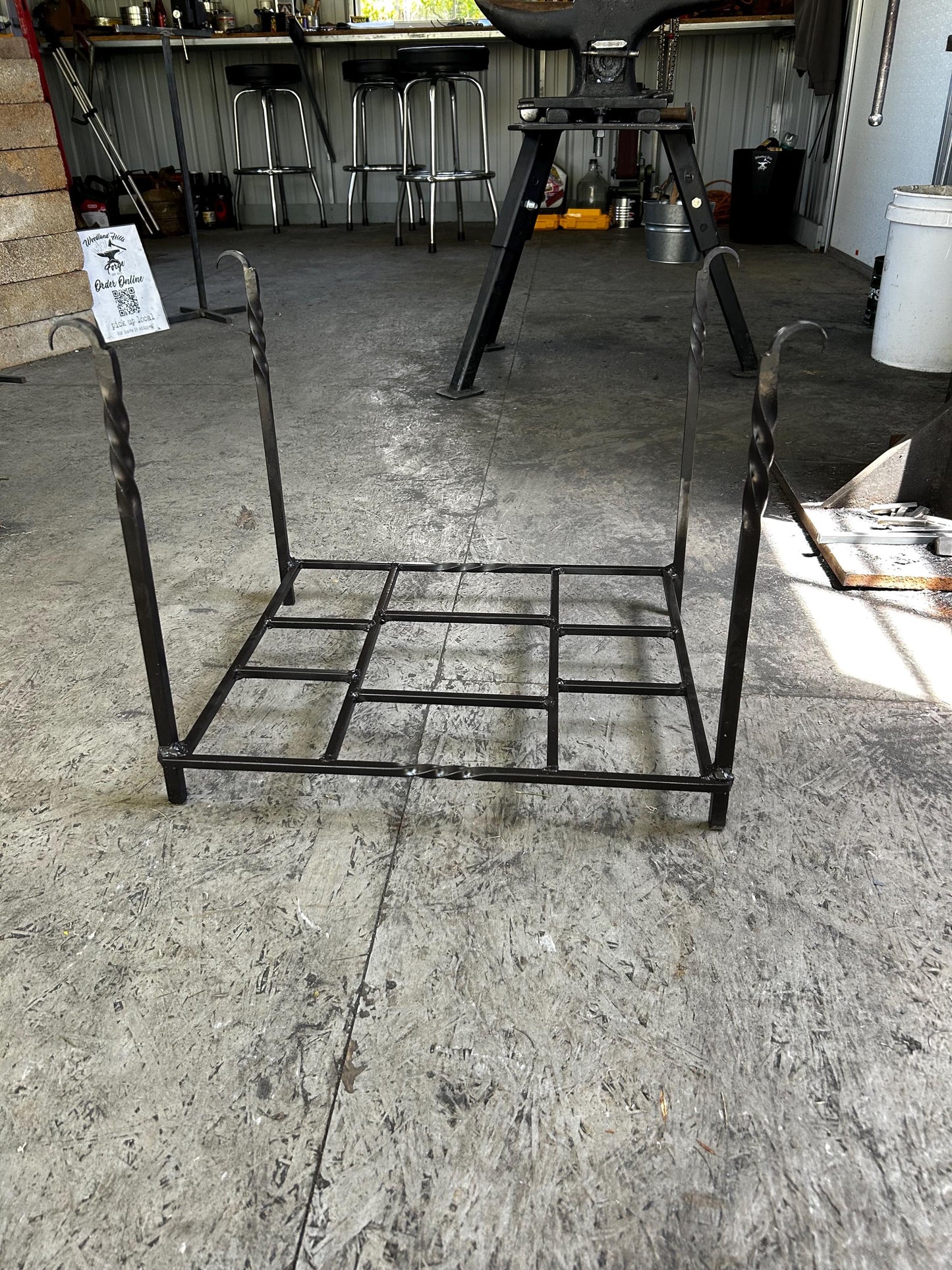 Hand forged and Welded log rack